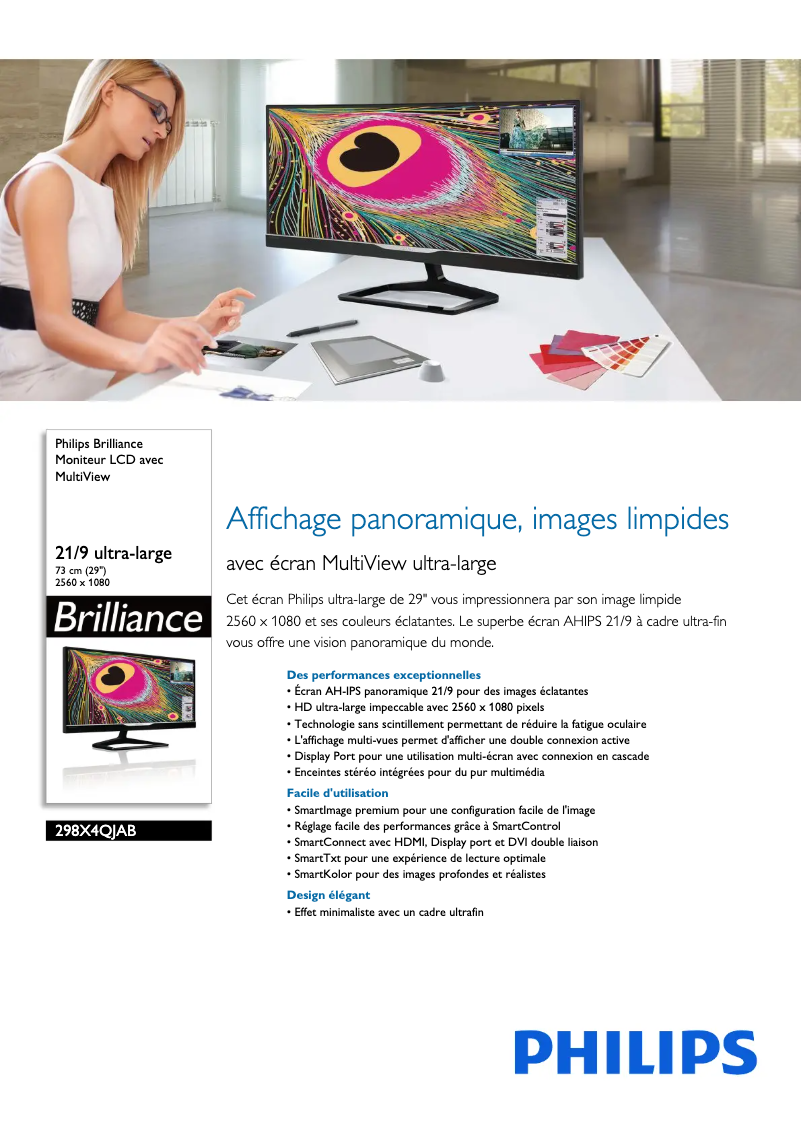 Page 1 de la notice Fiche technique Philips Brilliance 298X4QJAB