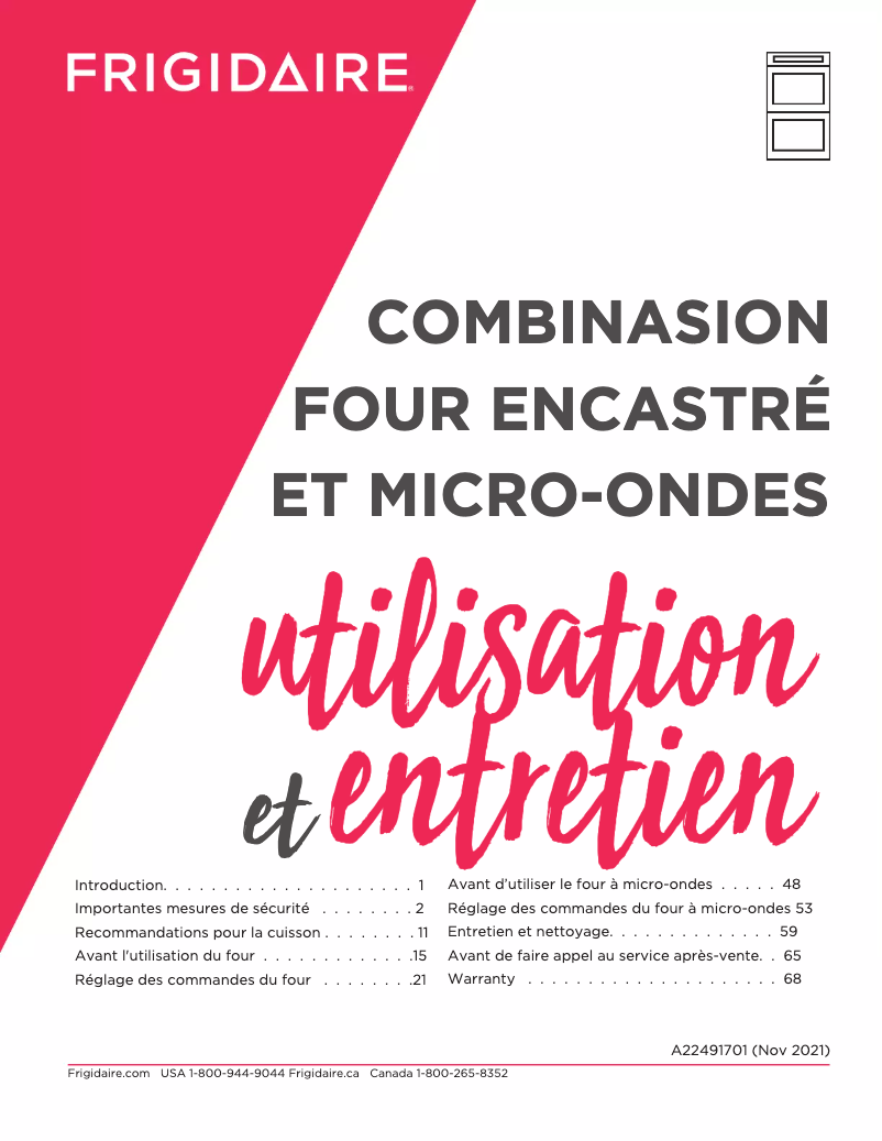 Page 1 de la notice Manuel utilisateur Frigidaire GCWM3067AF