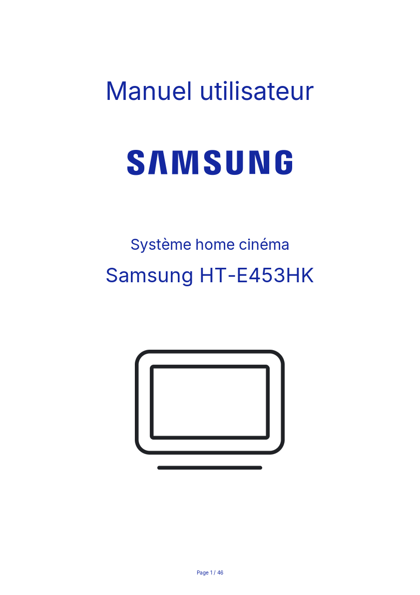 Image de la première page du manuel de l'appareil HT-E453HK
