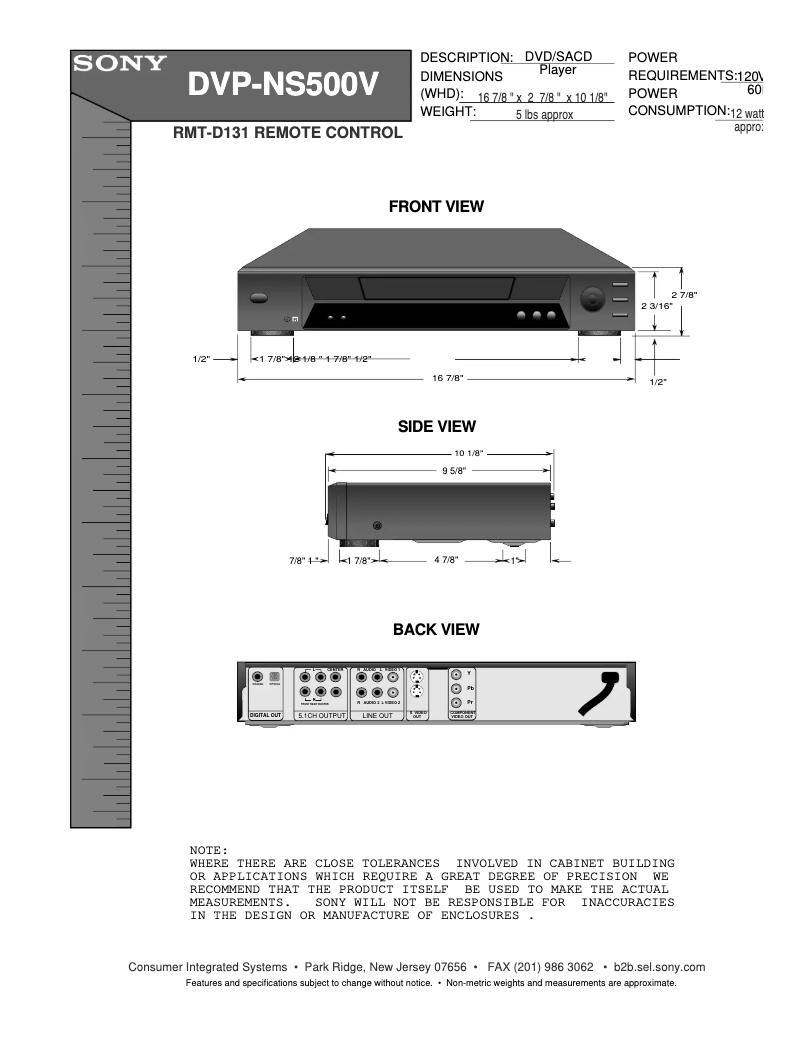 Page 1 de la notice Guide d'installation Sony DVP-NS500V