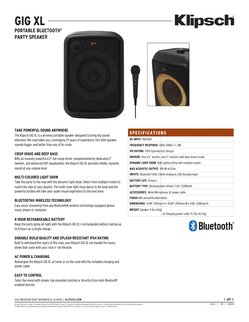 Image de la première page du manuel de l'appareil GIG XL