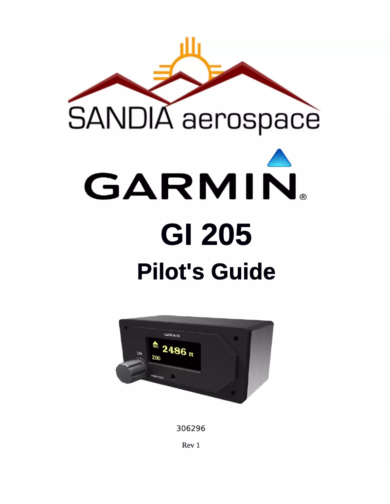 Page n°1 - Manuel utilisateur Garmin GI 205