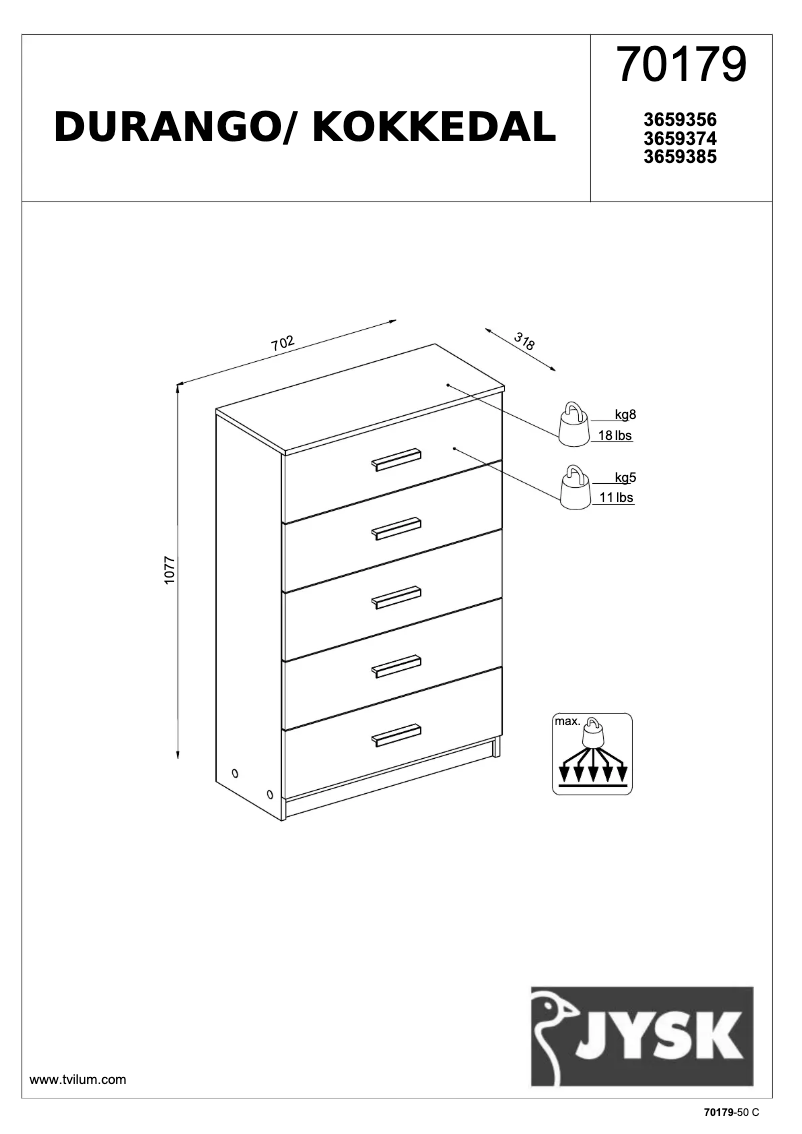 Page n°1 - Manuel utilisateur JYSK Kokkedal (71x108x32)