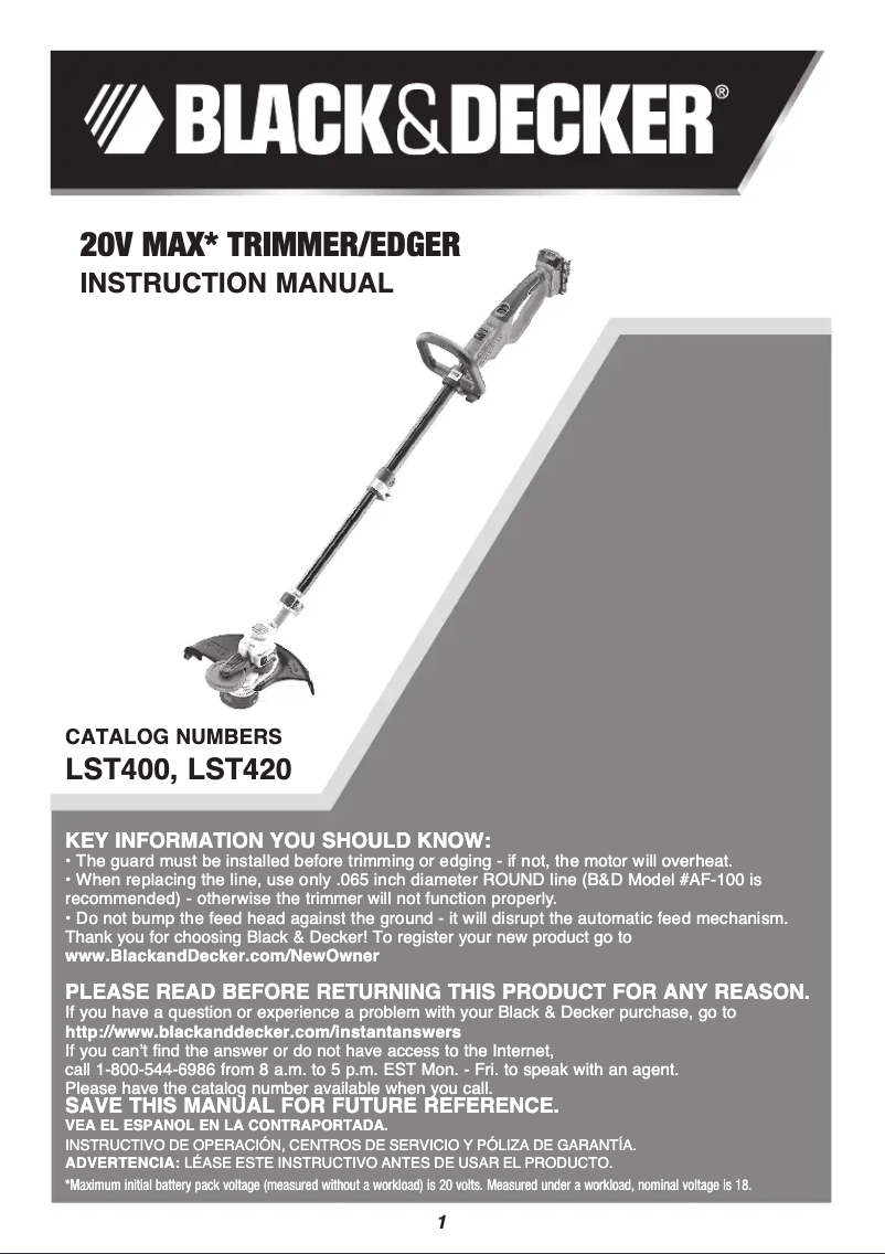 Página 1 del manual Manual de usuario Black & Decker LST400