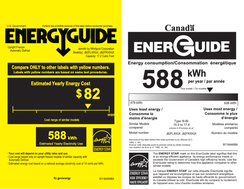 Page 1 de la notice Label énergétique JennAir JBZFL30IGX