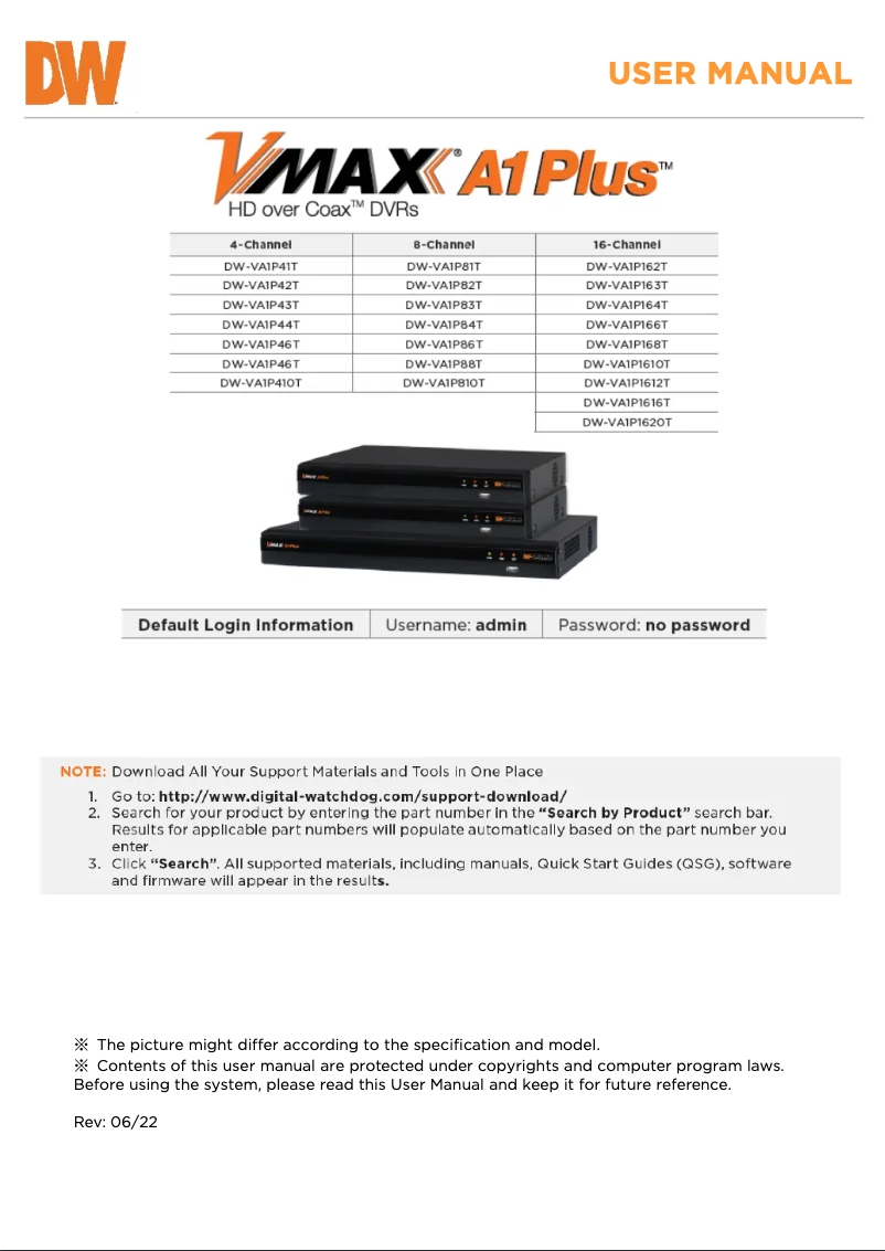 Image de la première page du manuel de l'appareil VMAX A1 Plus