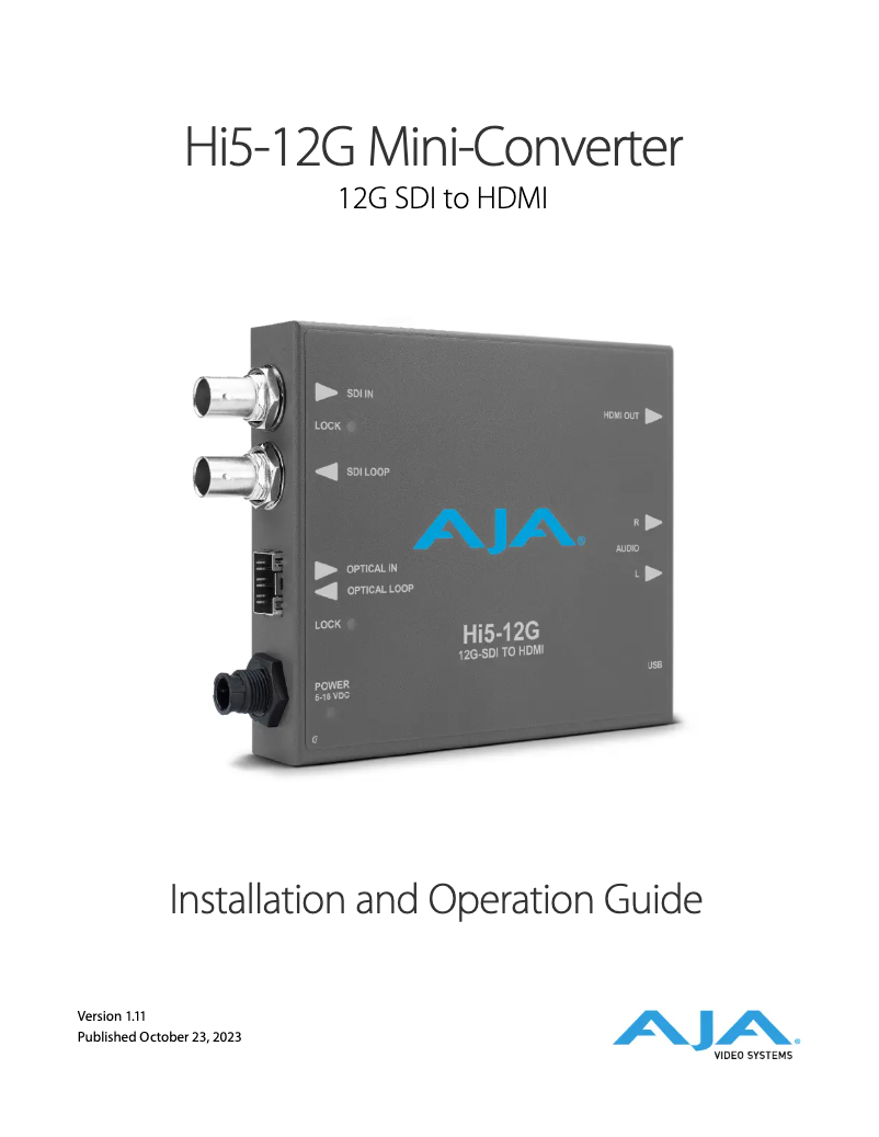 Image de la première page du manuel de l'appareil HI5-12G-TR