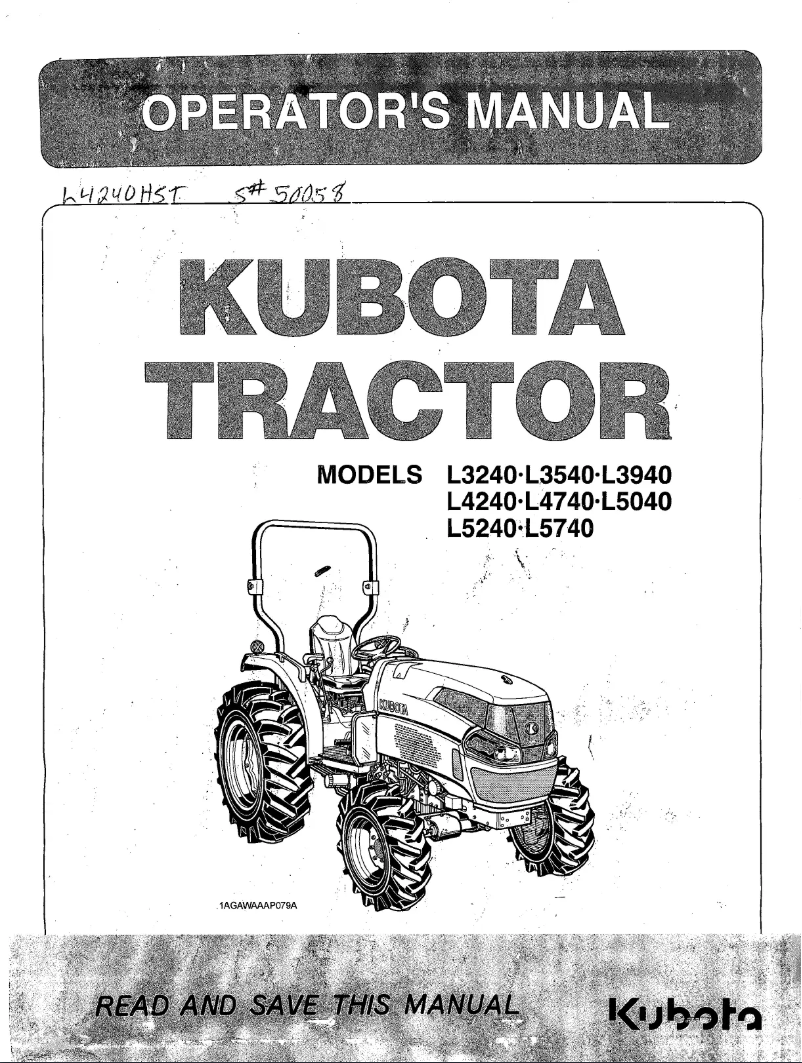 Page 1 de la notice Manuel utilisateur Kubota L4240