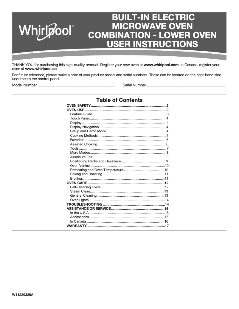Page 1 de la notice Manuel utilisateur Whirlpool WOC54EC0HW