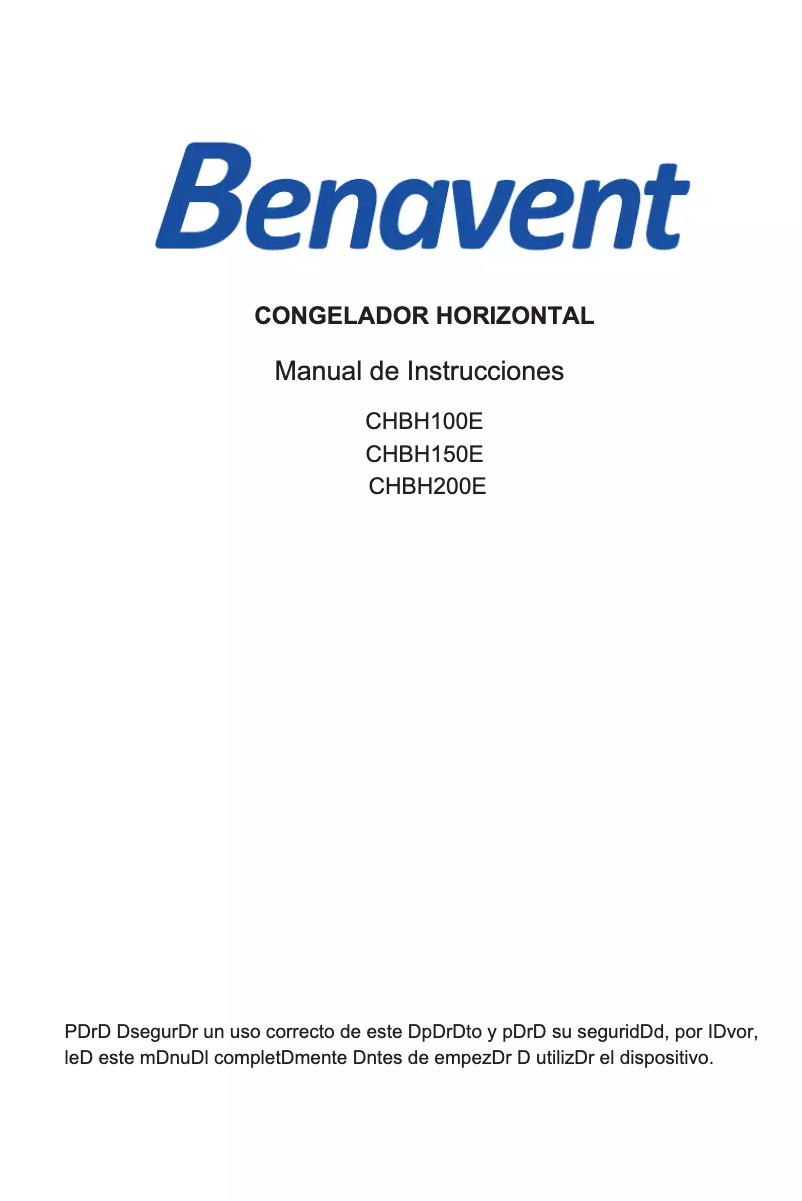 Page n°1 - Manuel utilisateur Benavent CHBH200E