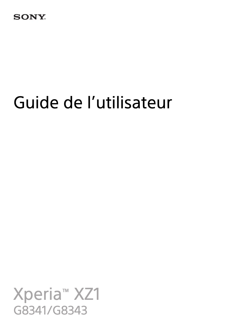 Image de la première page du manuel de l'appareil Xperia XZ1