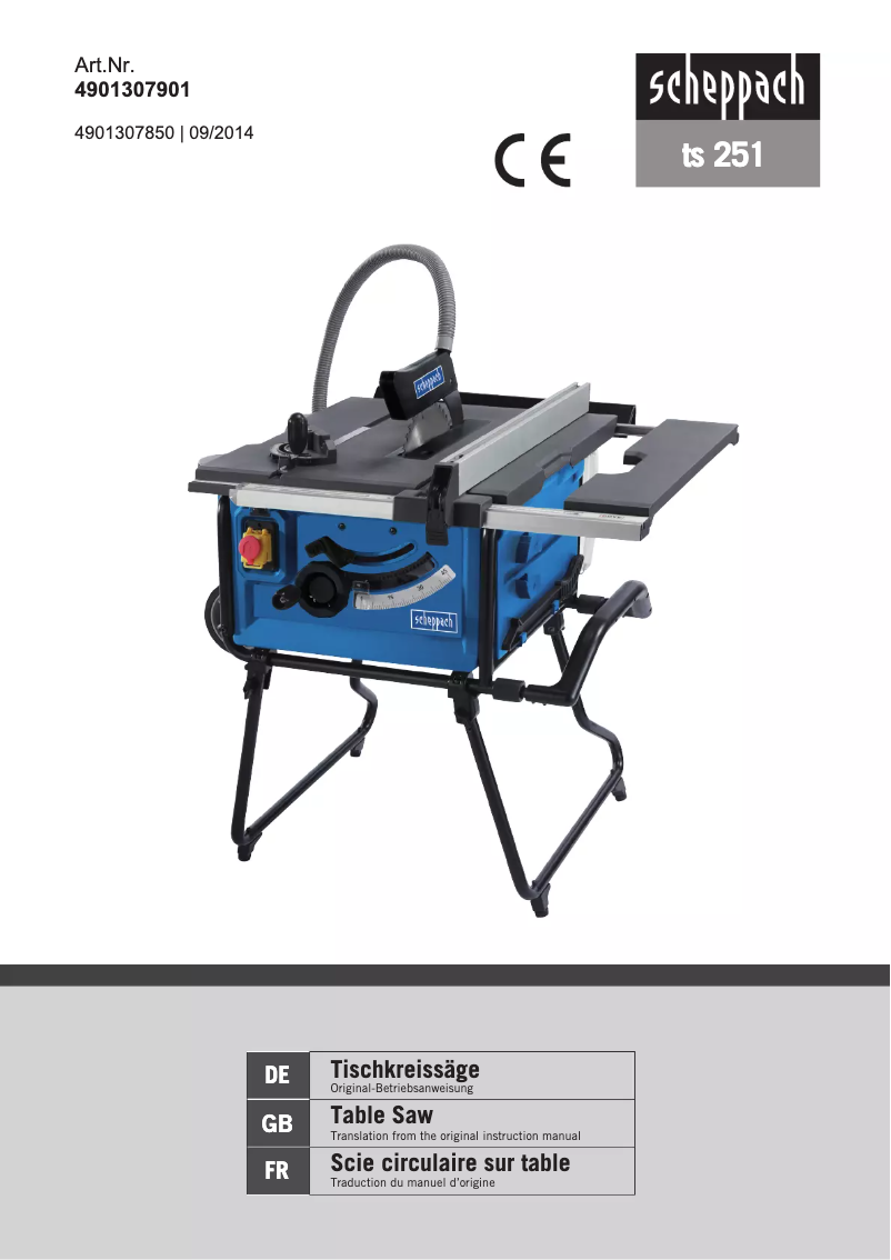 Page 1 de la notice Manuel utilisateur Scheppach Ts 251