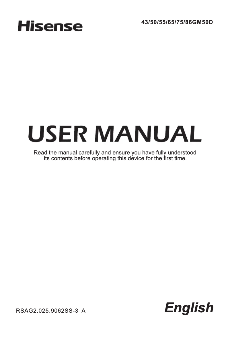 Page n°1 - Manuel utilisateur Hisense 86GM50D
