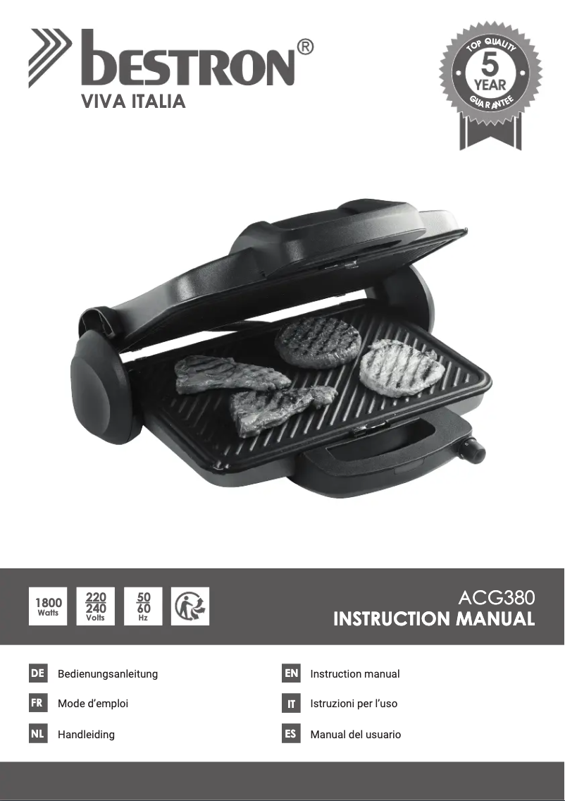 Page n°1 - Manuel utilisateur Bestron ACG380