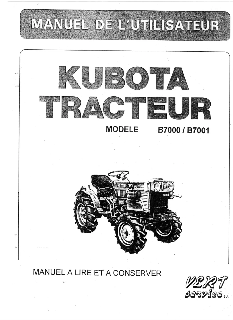 Page 1 of the manual User Manual Kubota B7001
