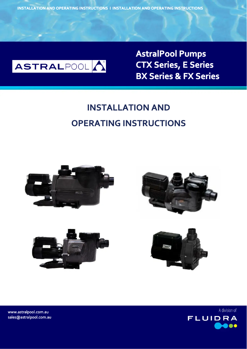 Page 1 de la notice Manuel utilisateur AstralPool FX 250