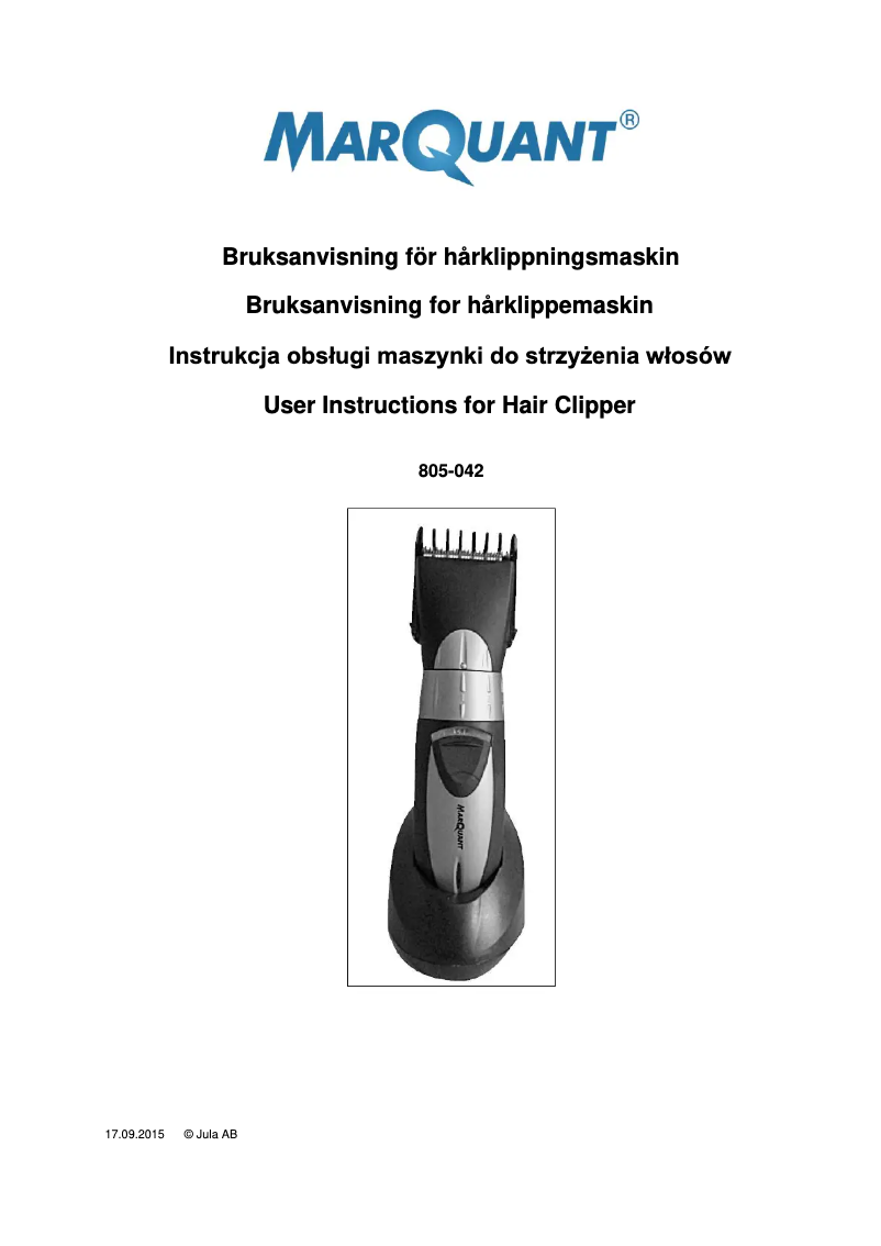 Page 1 de la notice Manuel utilisateur Marquant 805-042