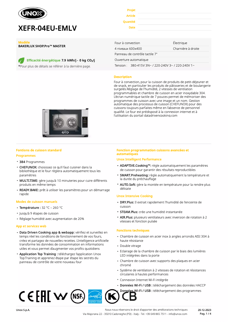 Image de la première page du manuel de l'appareil BAKERLUX SHOP.Pro MASTER