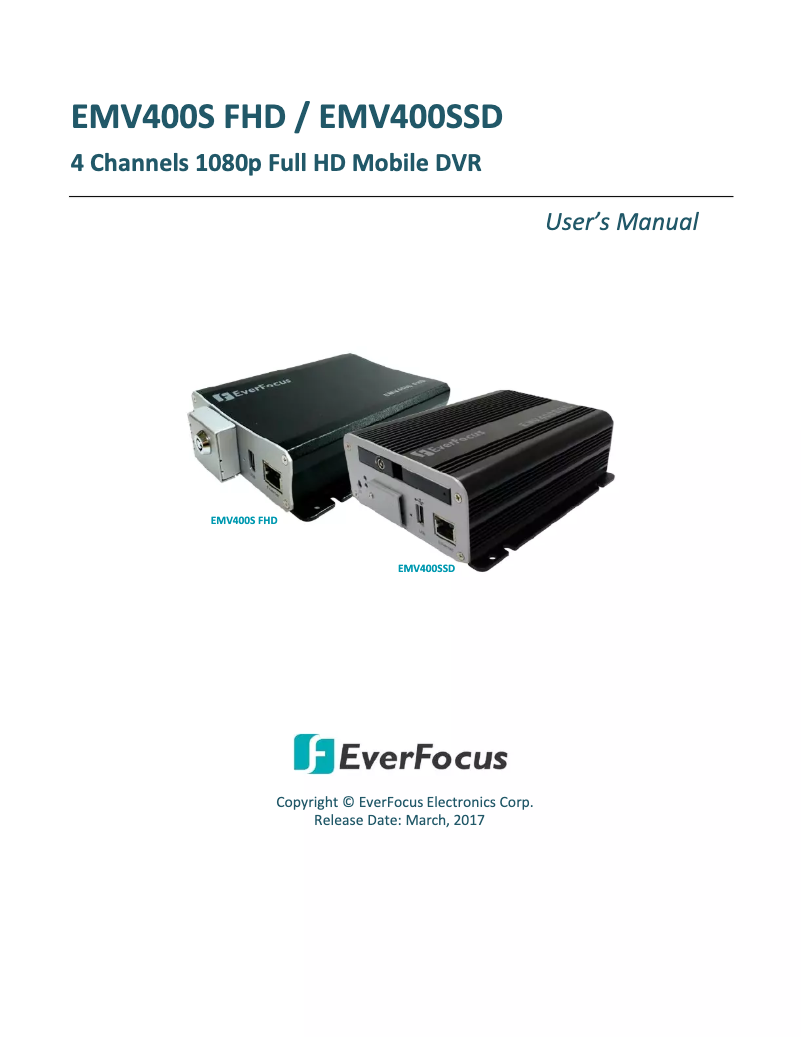 Page 1 de la notice Manuel utilisateur EverFocus EMV400SSD