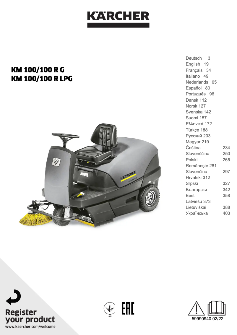 Image de la première page du manuel de l'appareil KM 100/100 R G