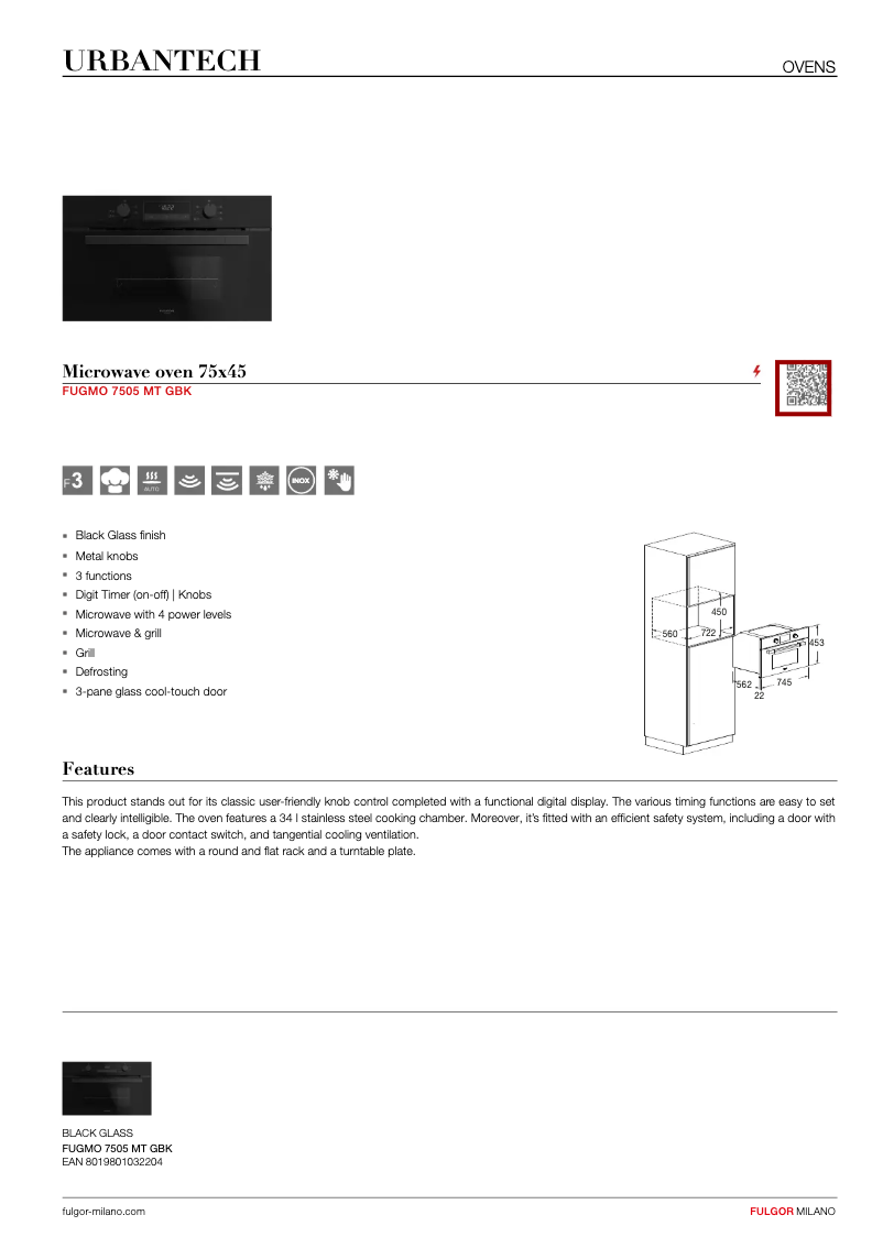 Page n°1 - Fiche technique Fulgor Milano FUGMO 7505 MT GBK