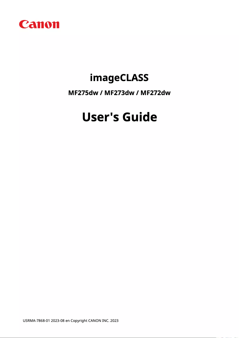 Page 1 de la notice Manuel utilisateur Canon imageCLASS MF272dw