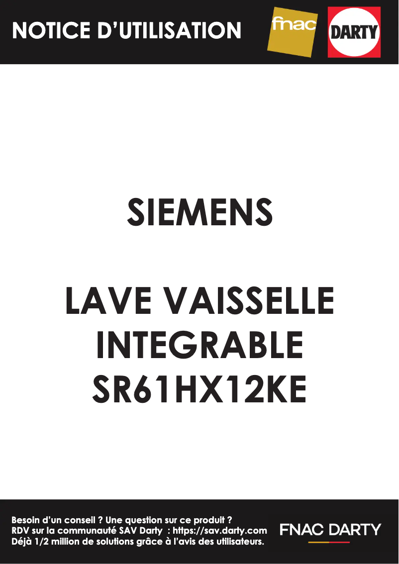 Page 1 de la notice Manuel utilisateur Siemens SR61HX12KE