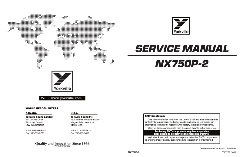 Page n°1 - Manuel utilisateur Yorkville NX750P