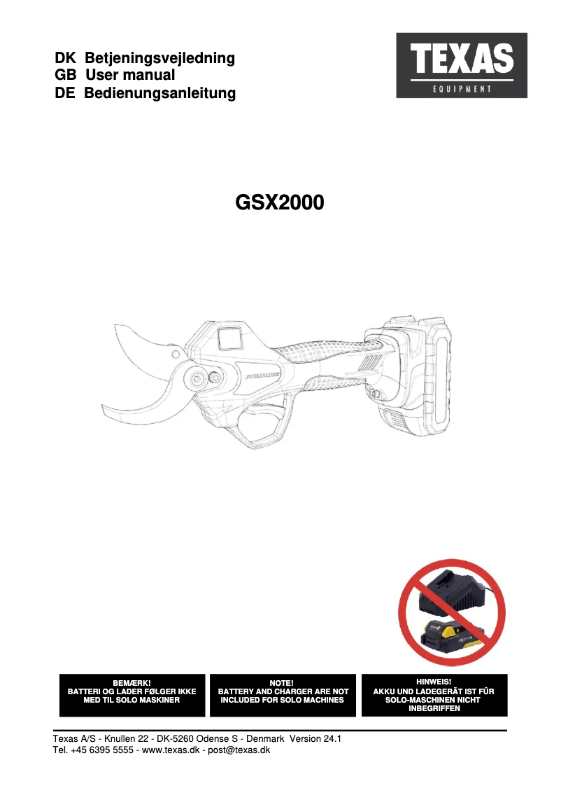 Page n°1 - Manuel utilisateur Texas GSX2000