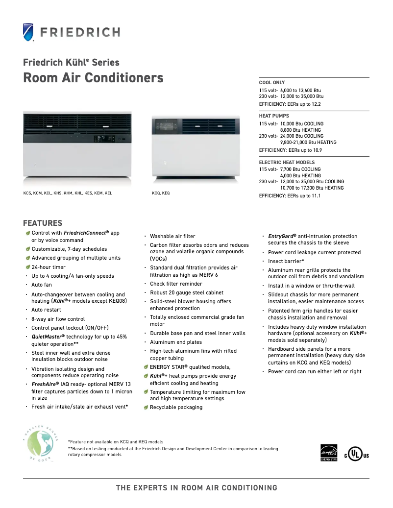 Page n°1 - Fiche technique Friedrich KCL28A30A