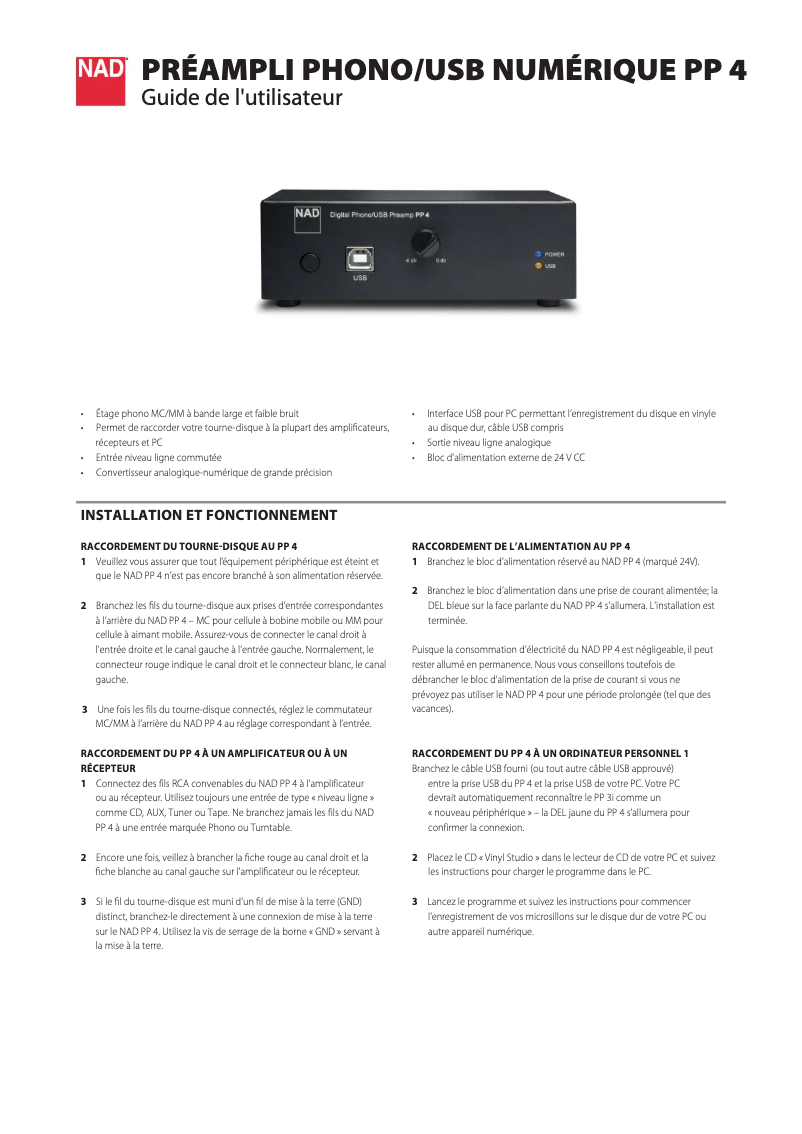 Page n°1 - Mode d'emploi NAD PP 4