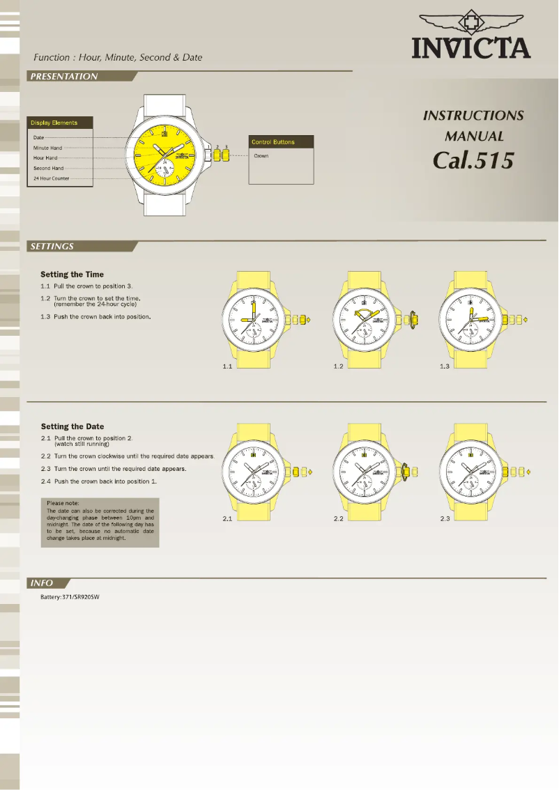 Page n°1 - Manuel utilisateur Invicta Angel 24614