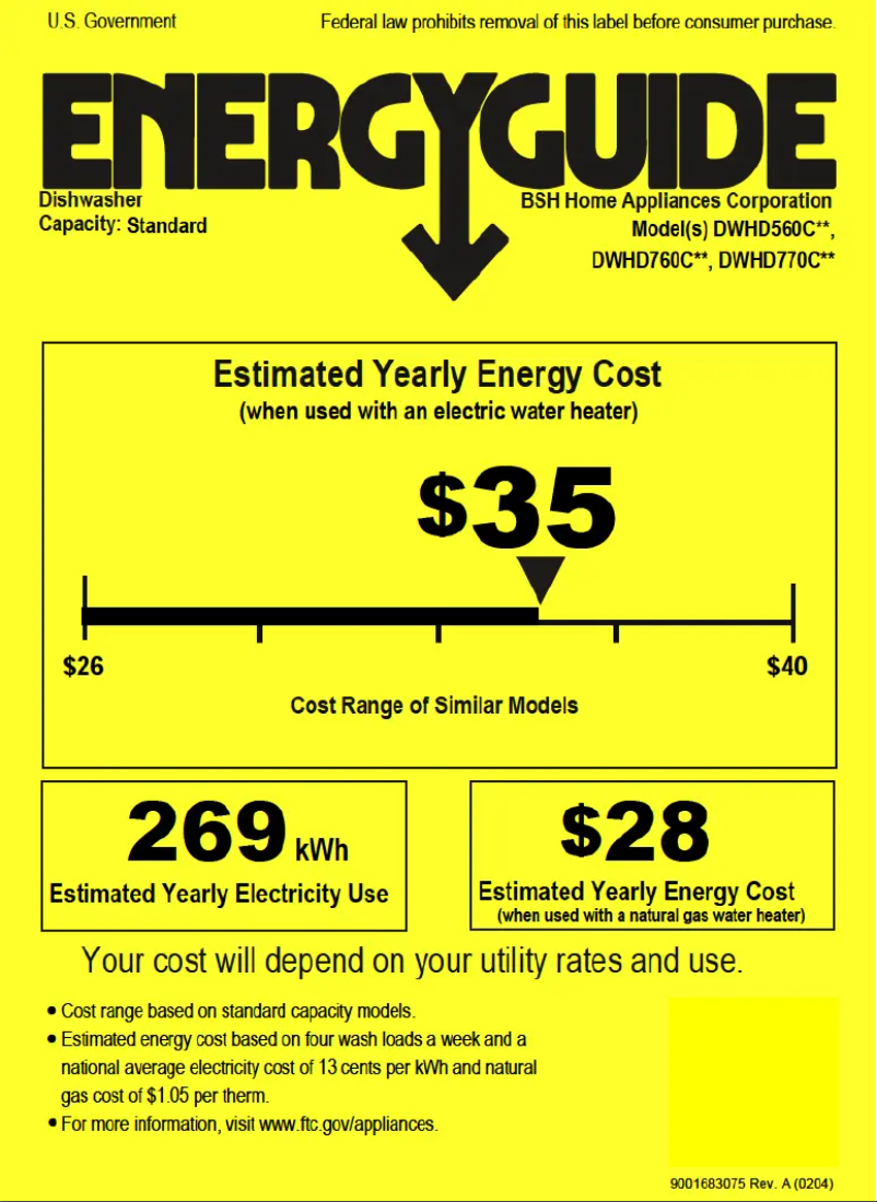 Page 1 de la notice Label énergétique Thermador DWHD770CPR