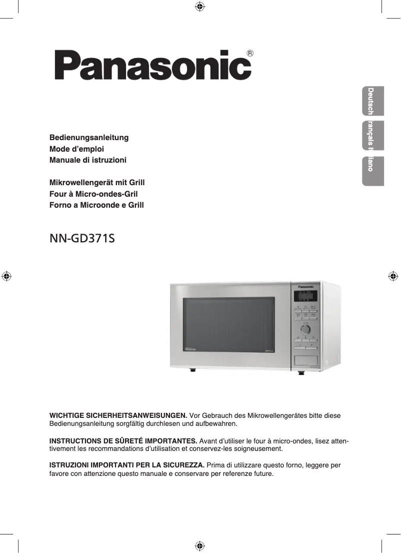 Page 1 de la notice Manuel utilisateur Panasonic NN-GD371