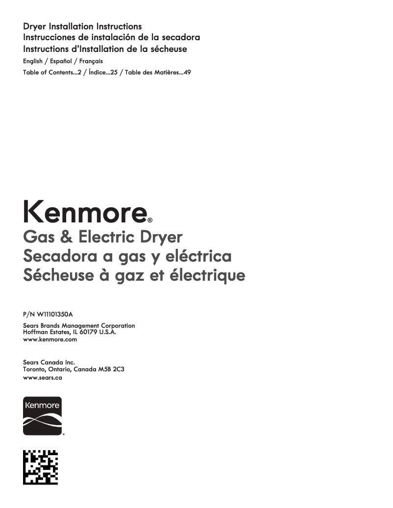 Page 1 de la notice Manuel utilisateur Kenmore 06012