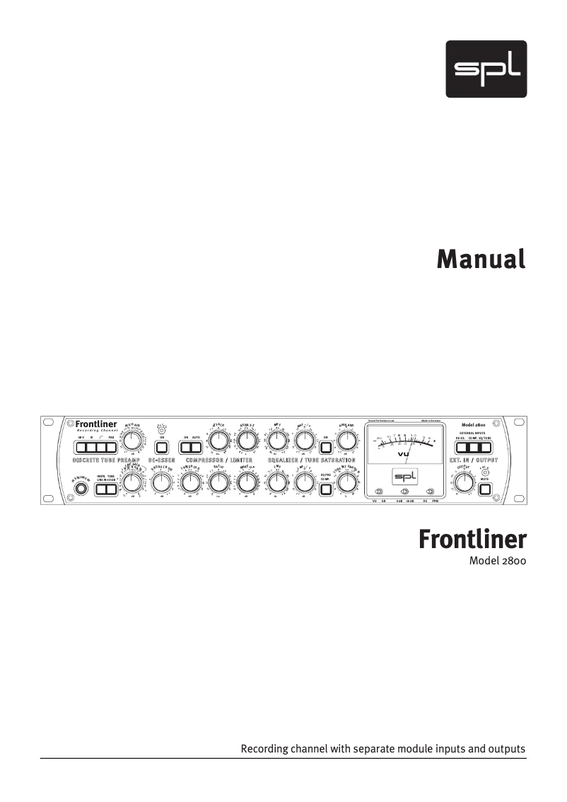 Image de la première page du manuel de l'appareil Frontliner 2800