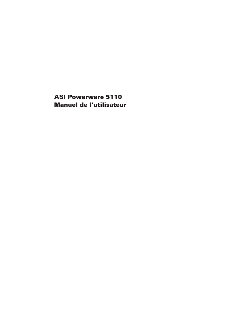 Image de la première page du manuel de l'appareil Powerware 5110 700i
