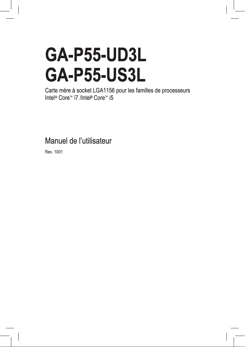 Page n°1 - Manuel utilisateur Gigabyte GA-P55-UD3L