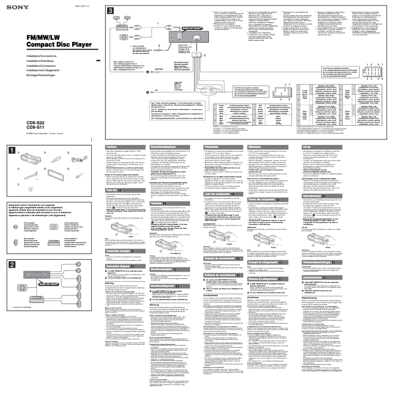 Image de la première page du manuel de l'appareil CDX-S22