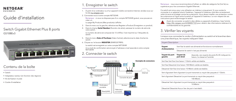 Page n°1 - Mode d'emploi Netgear GS108Ev4