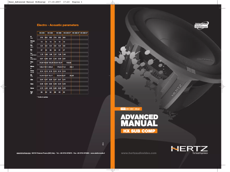 Page 1 de la notice Manuel utilisateur Hertz HX 300