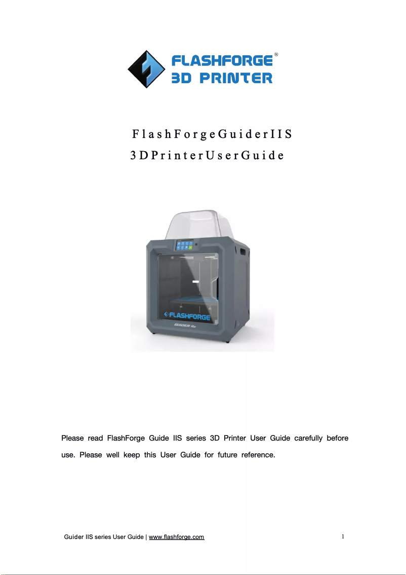 Page n°1 - Manuel utilisateur Flashforge Guider IIS