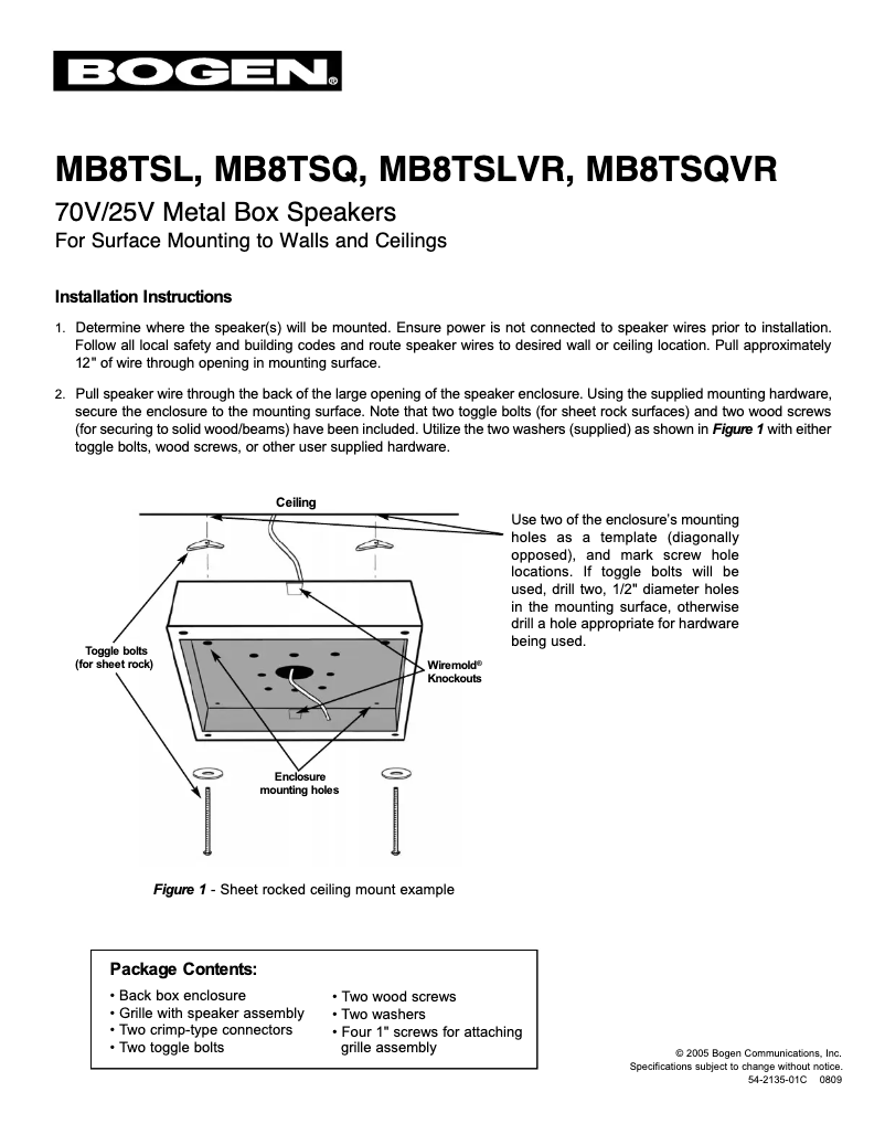 Page 1 de la notice Manuel utilisateur Bogen MB8TSL