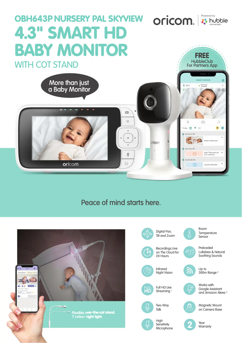 Page 1 de la notice Fiche technique Oricom OBH643P