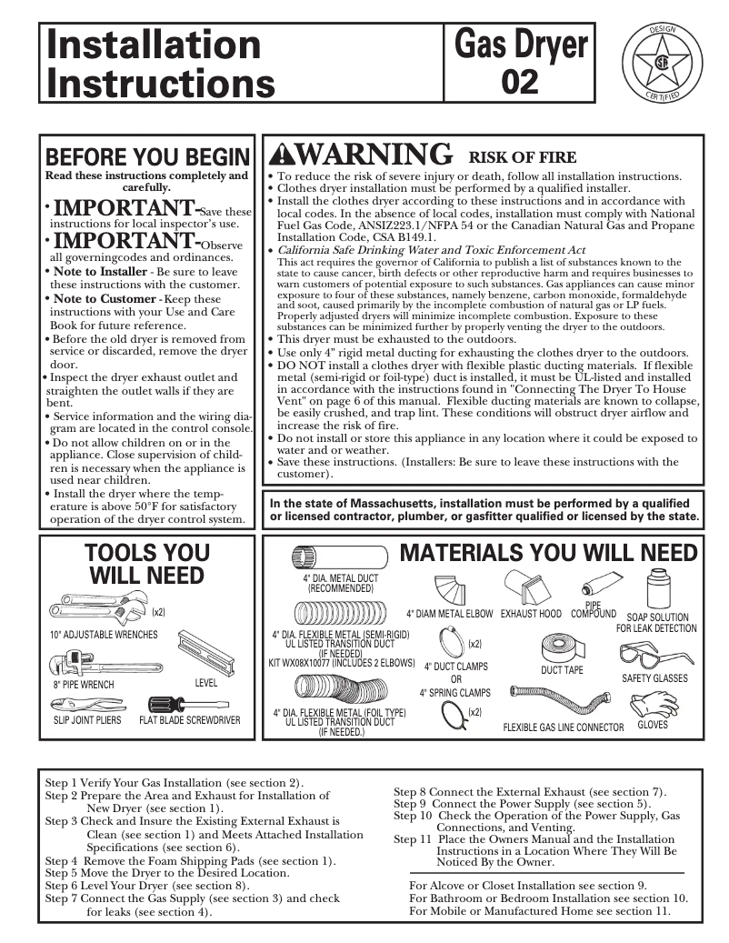 Page n°1 - Guide d'installation GE DMCD330GHWC
