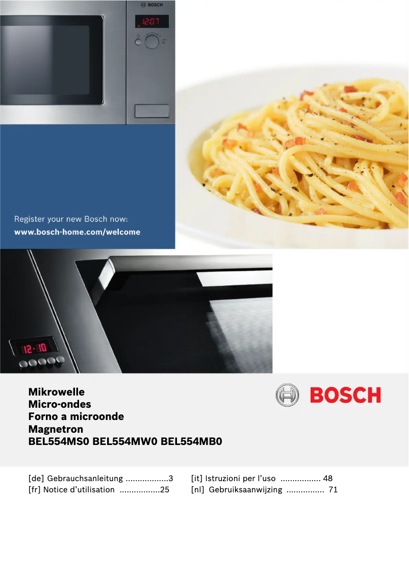 Page 1 of the manual User Manual Bosch BEL554MW0