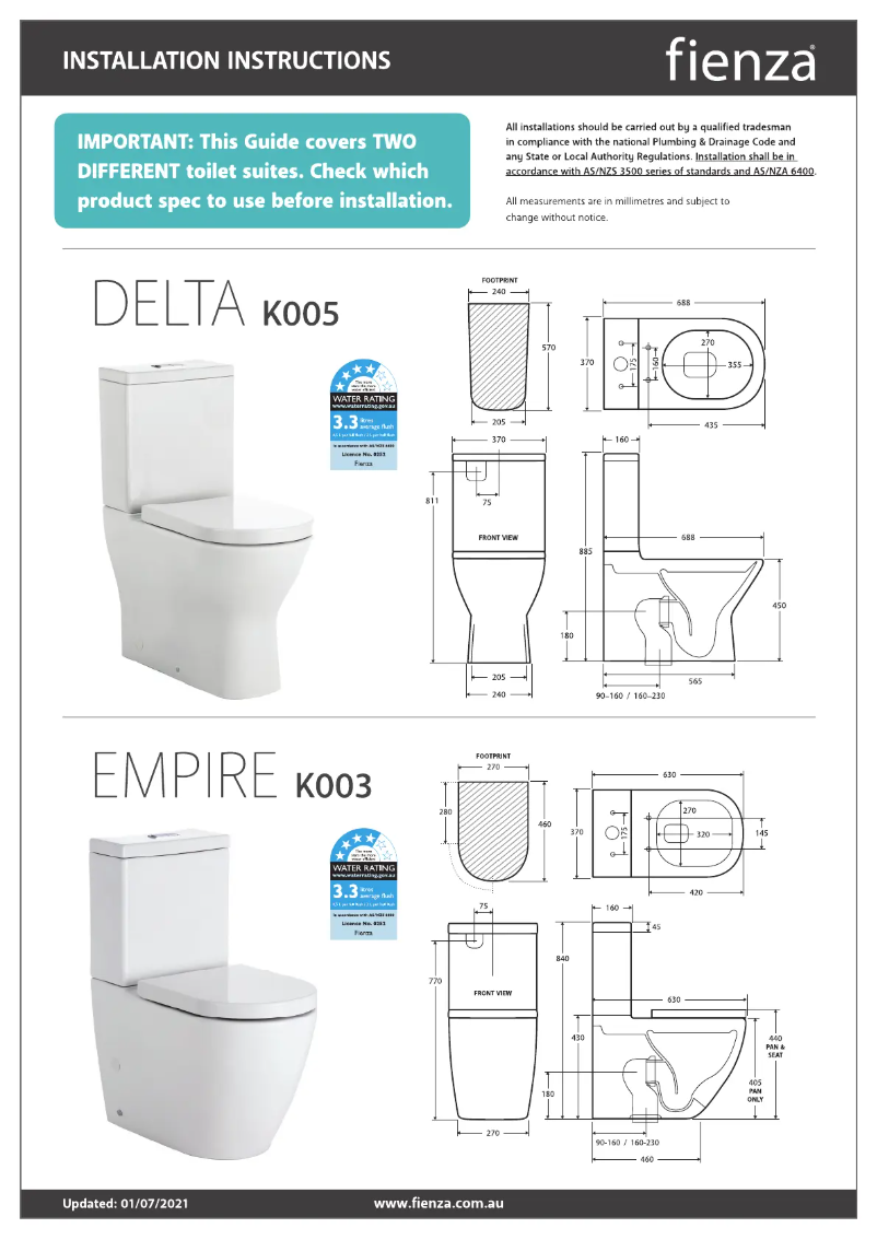 Page 1 de la notice Manuel utilisateur Fienza Delta K005