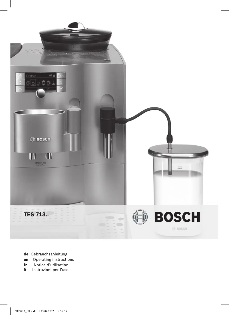 Page n°1 - Manuel utilisateur Bosch VeroBar AromaPro 300 TES71353DE
