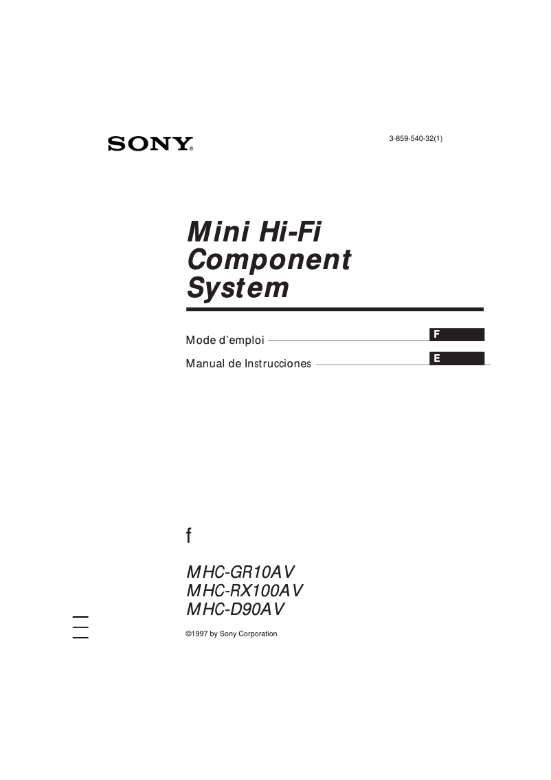 Page n°1 - Manuel utilisateur Sony MHC-GR10AV