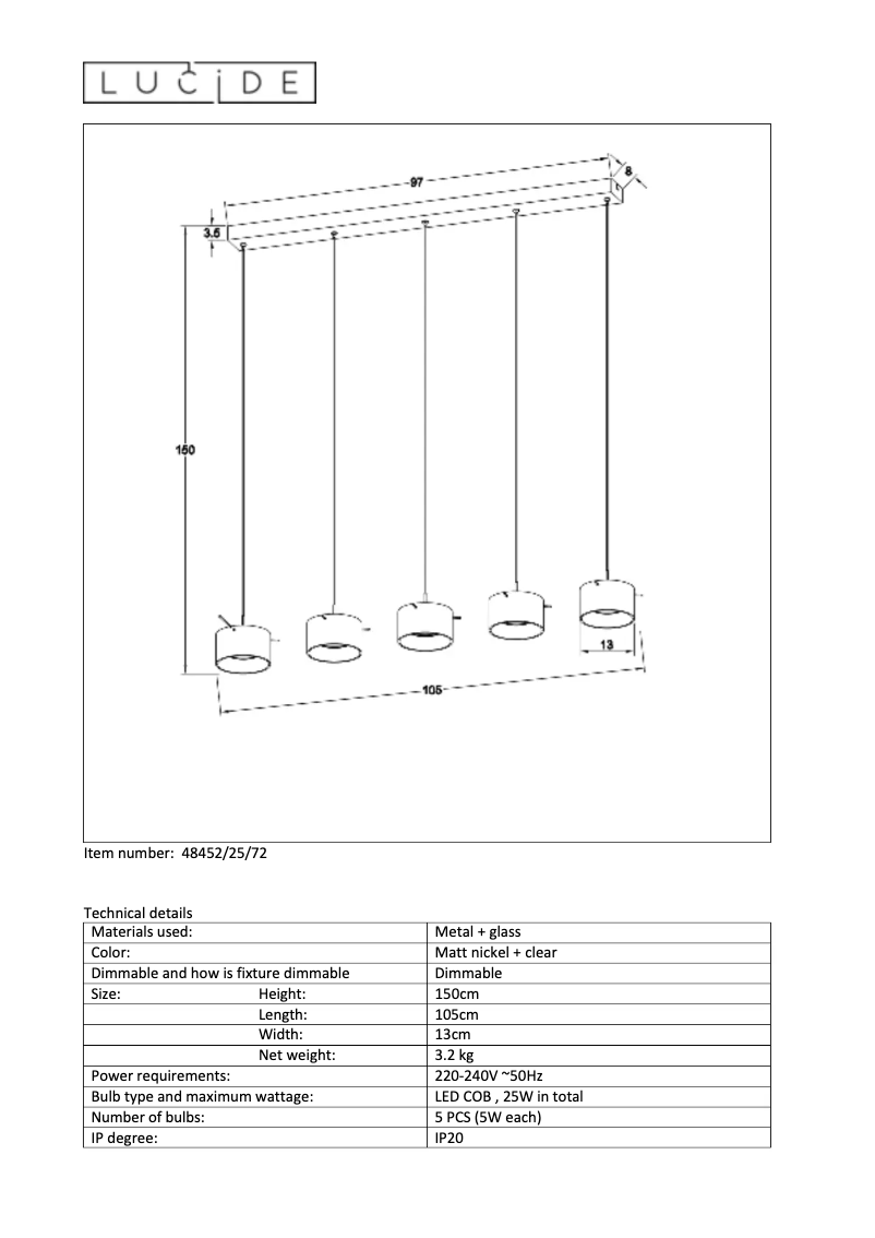 Page n°1 - Manuel utilisateur Lucide Shana LED